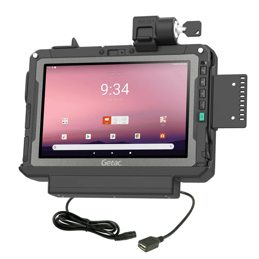 ZX10 - RAM Mounts, RAM-HOL-GE4PDKLU, Form-Fit Dock, with DC-In, with Single USB Port, with Key-Lock (ex. vehicle adapter)