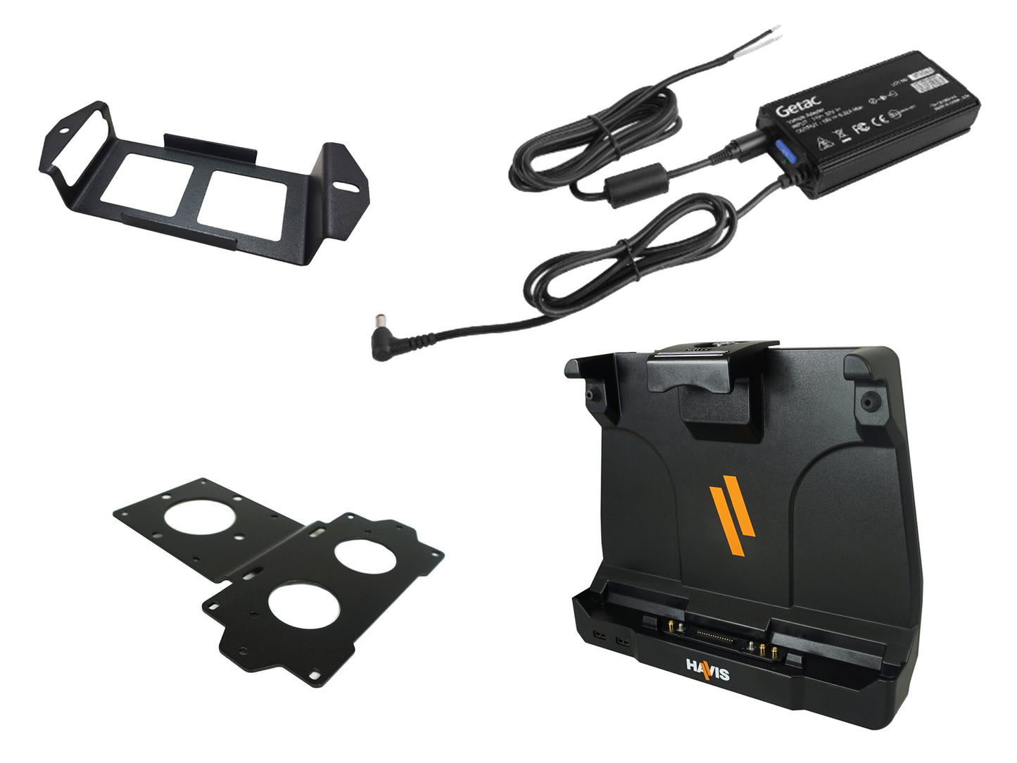 UX10 - Havis, PKG-DS-GTC-1102-3-BW, Vehicle Dock, with Tri Pass-through, with Brackets (Include 120W bare wire vehicle adapter)